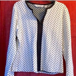 NWT Ravel Canada Textured Herringbone Jacket Top 2 two way zip Chevron XL HTF